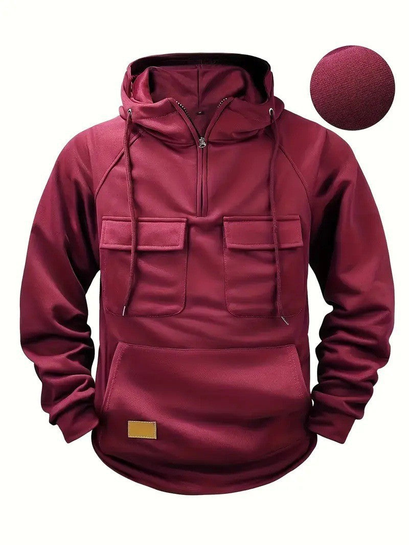 Casual Oversized Men's Hoodie, Heavyweight Streetwear Style Long Sleeve Jacket