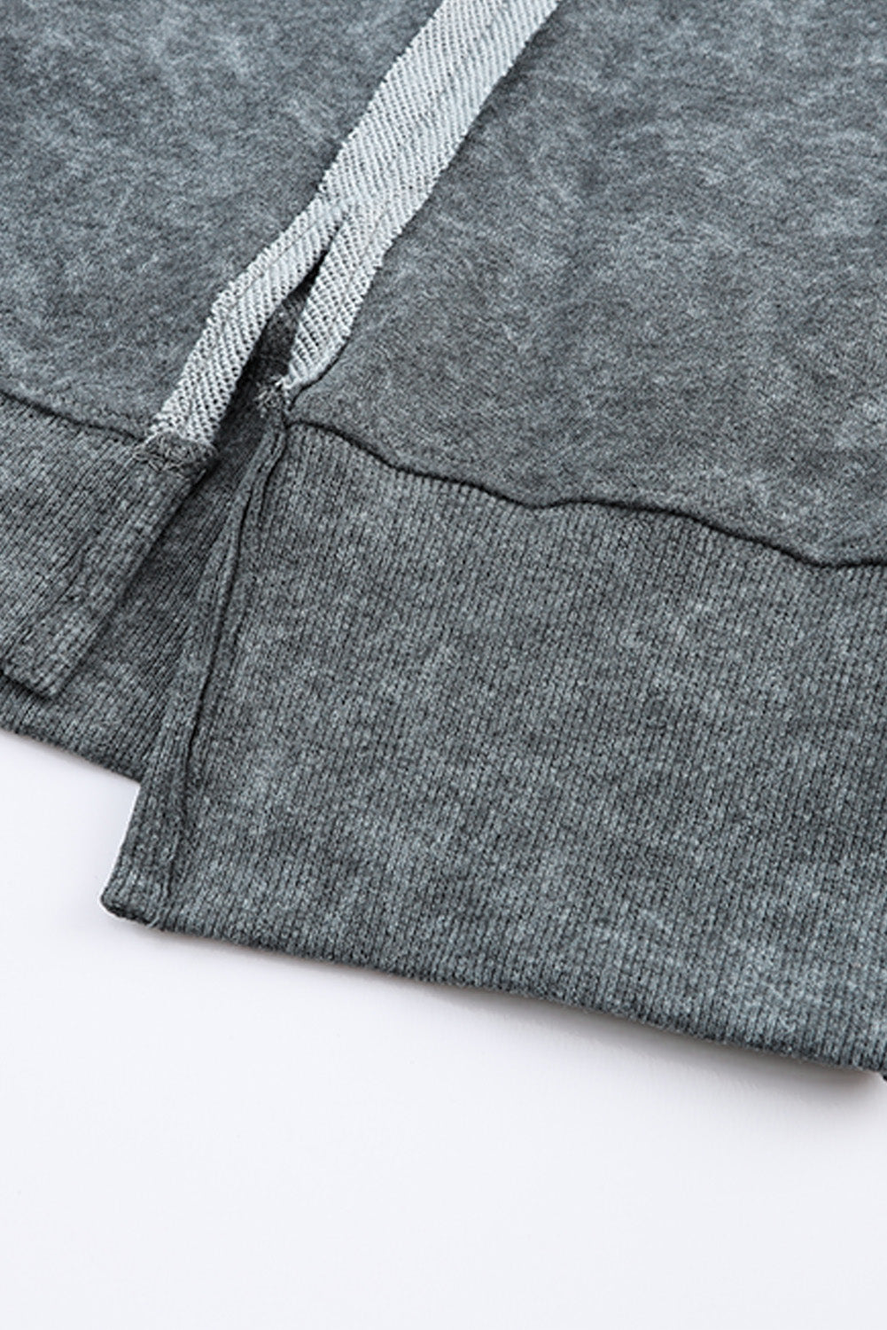 Gray Acid Wash Relaxed Fit Seamed Pullover Sweatshirt with Slits