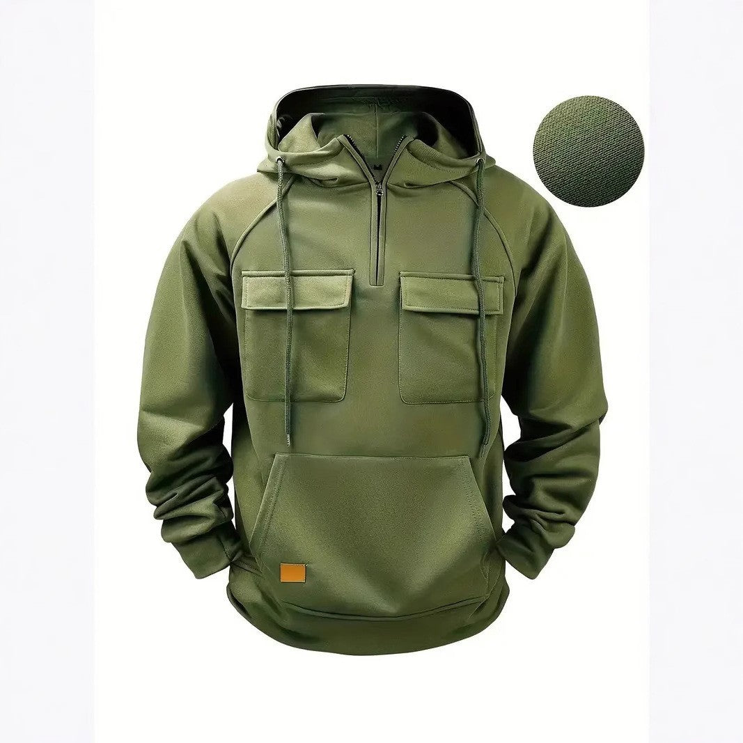 Casual Oversized Men's Hoodie, Heavyweight Streetwear Style Long Sleeve Jacket