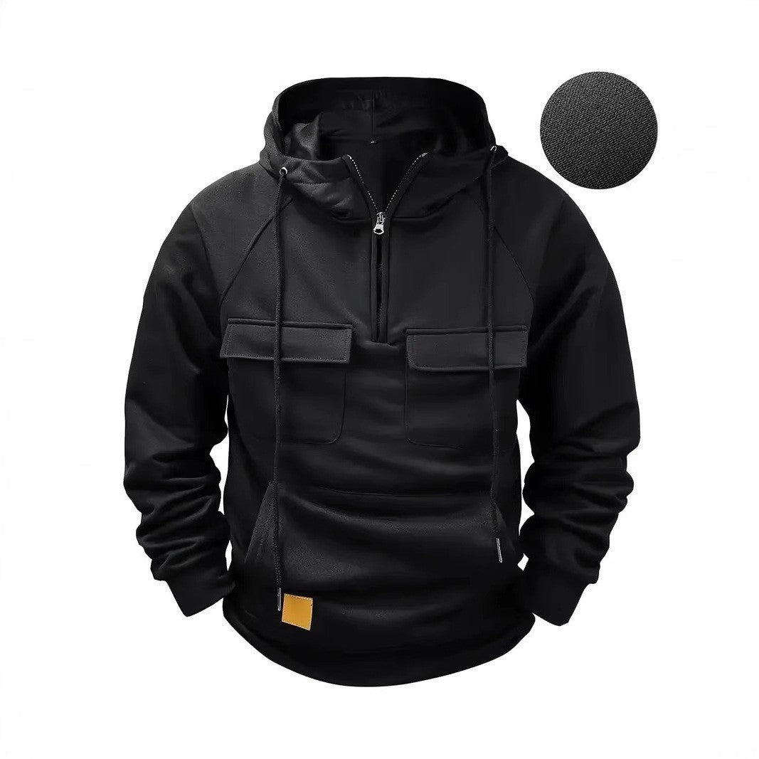 Casual Oversized Men's Hoodie, Heavyweight Streetwear Style Long Sleeve Jacket