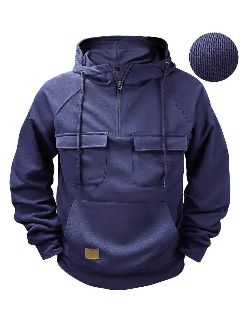 Casual Oversized Men's Hoodie, Heavyweight Streetwear Style Long Sleeve Jacket