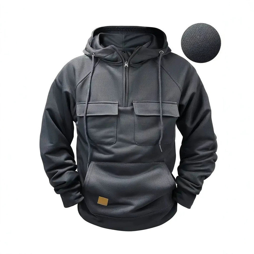 Casual Oversized Men's Hoodie, Heavyweight Streetwear Style Long Sleeve Jacket