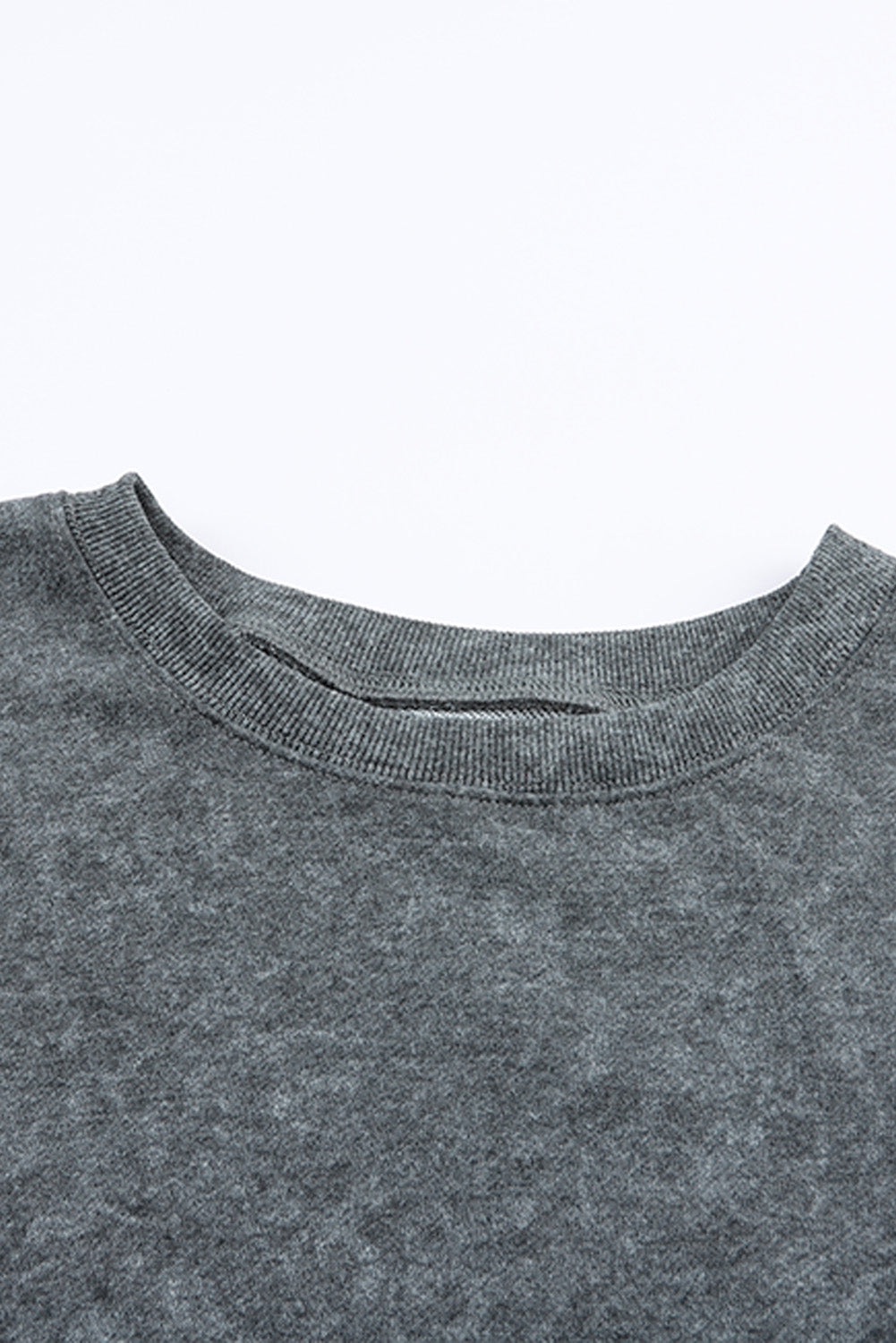 Gray Acid Wash Relaxed Fit Seamed Pullover Sweatshirt with Slits