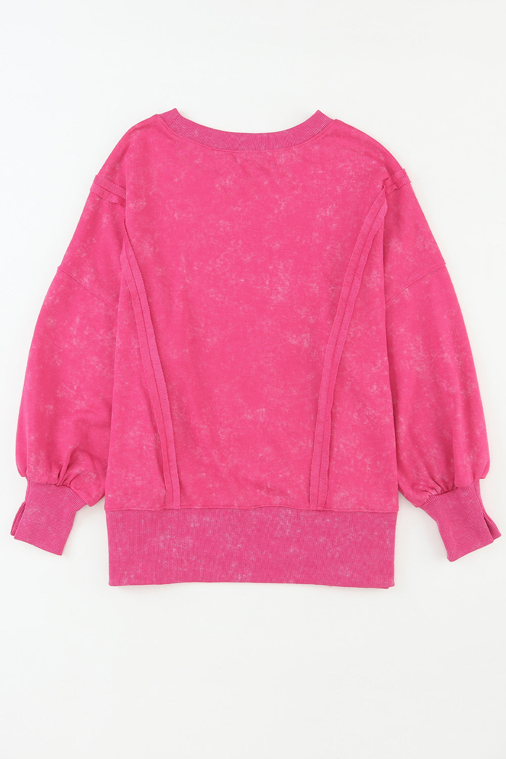 Gray Acid Wash Relaxed Fit Seamed Pullover Sweatshirt with Slits